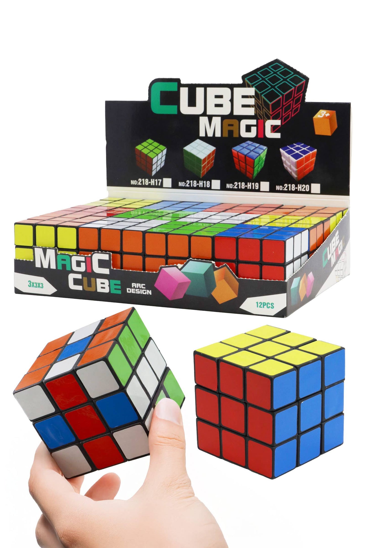 Cap Zone - 3 X 3 Classic Black Magic Puzzle Rubik's Cube - 12 Pcs