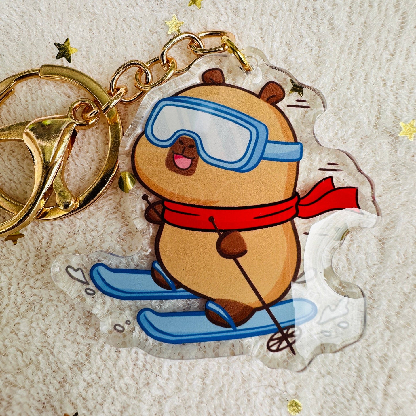 CapyFun - Capybara Acrylic Keychain Cute Kawaii Dumpling Boba Tea Coffee Ice Cream Reading Orange Ramen Foodie Hot Pot Holiday Gift For Her