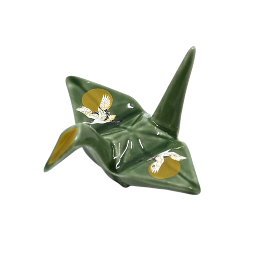 Origami Crane Porcelain Chopsticks Rest 2"L Moon Crane Green (12/288)