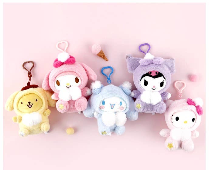 Sanrio Pastel Cozy Fluffy Costume key Ring, Bag Charm