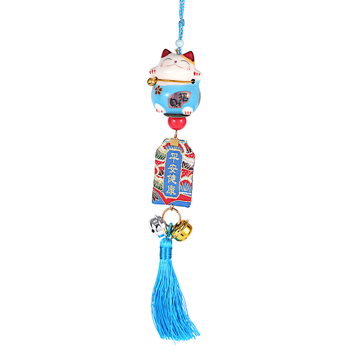 13 Inch Length Maneki Neo Lucky Cat Hanging Charm (12/120)