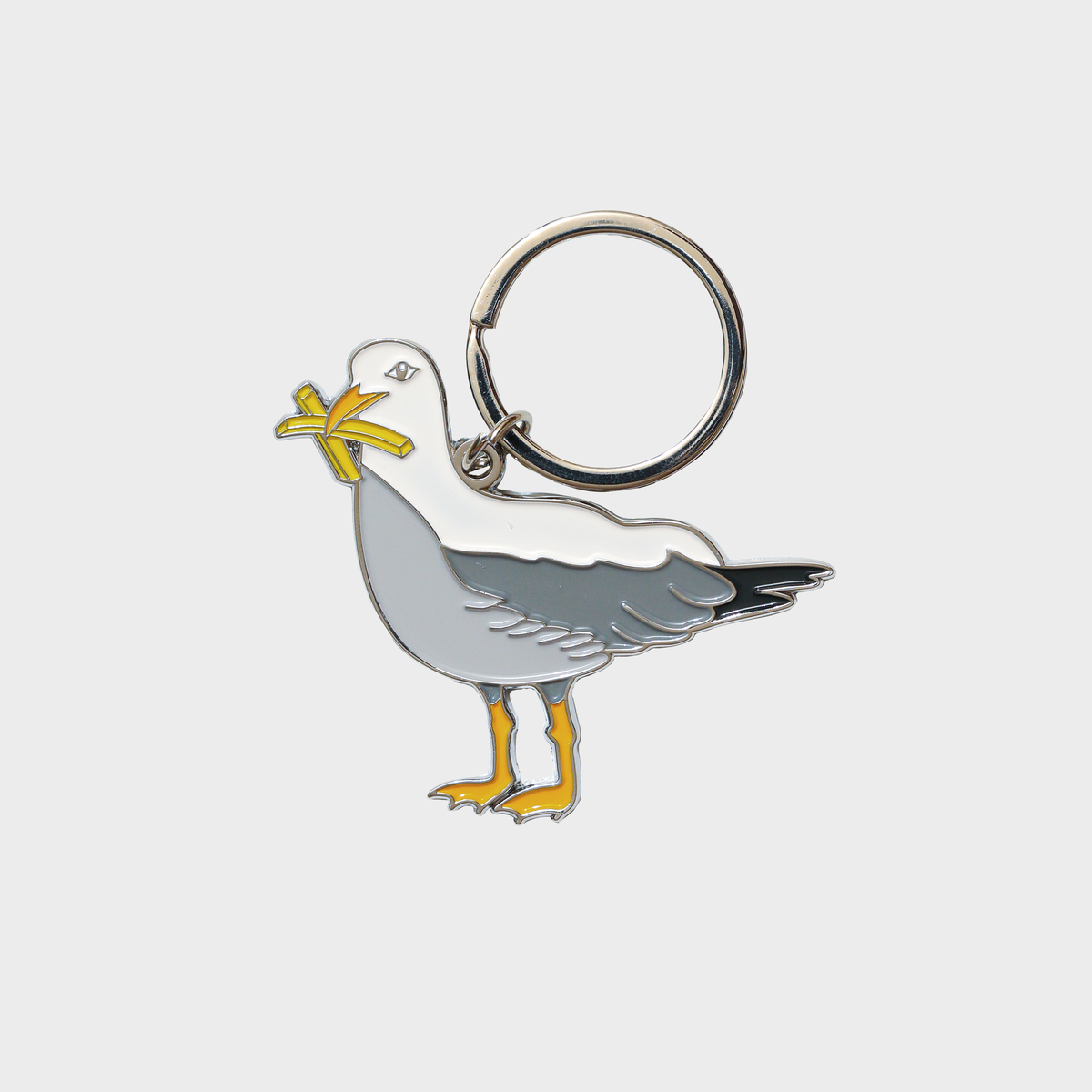 Seagull With Fries Enamel Keychain Bag Charm