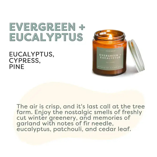 Evergreen + Eucalyptus - Mini Amber Jar Soy Candle