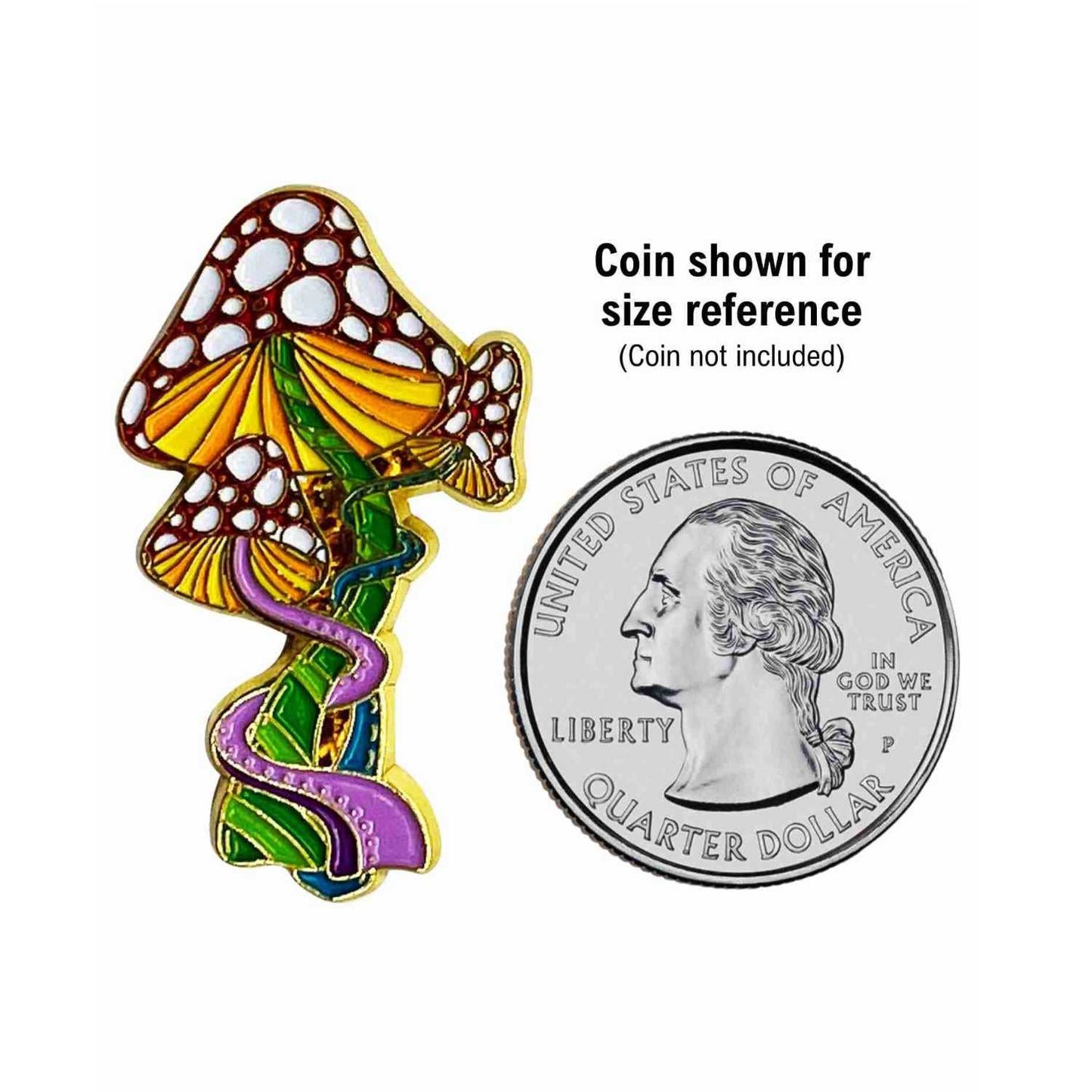 Trippy Mushrooms Enamel Pin with Metal Frame