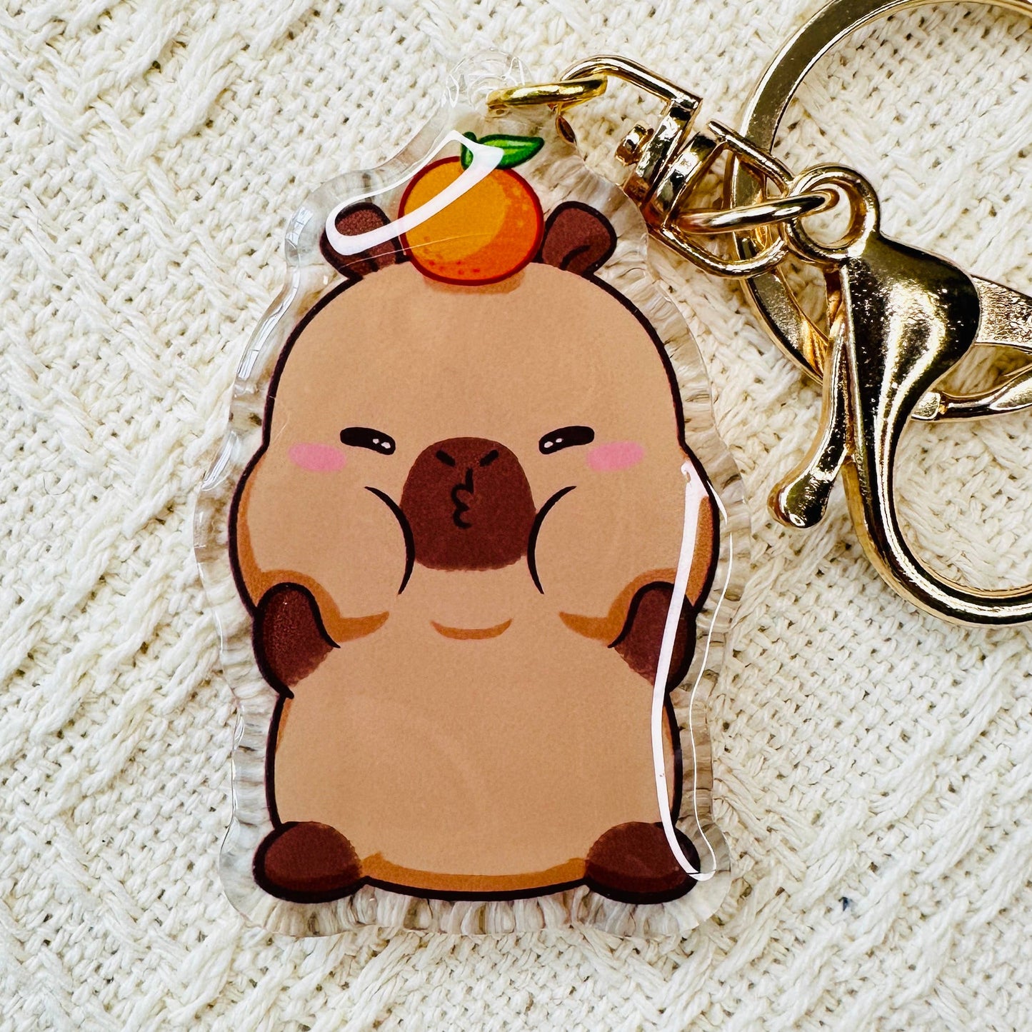 CapyFun - Capybara Acrylic Keychain Cute Kawaii Dumpling Boba Tea Coffee Ice Cream Reading Orange Ramen Foodie Hot Pot Holiday Gift For Her