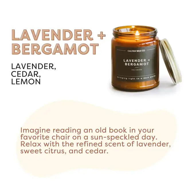 Lavender + Bergamot - Amber Jar Soy Candle