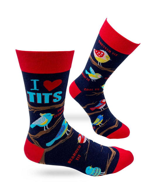 I Heart Tits Men's Novelty Crew Socks