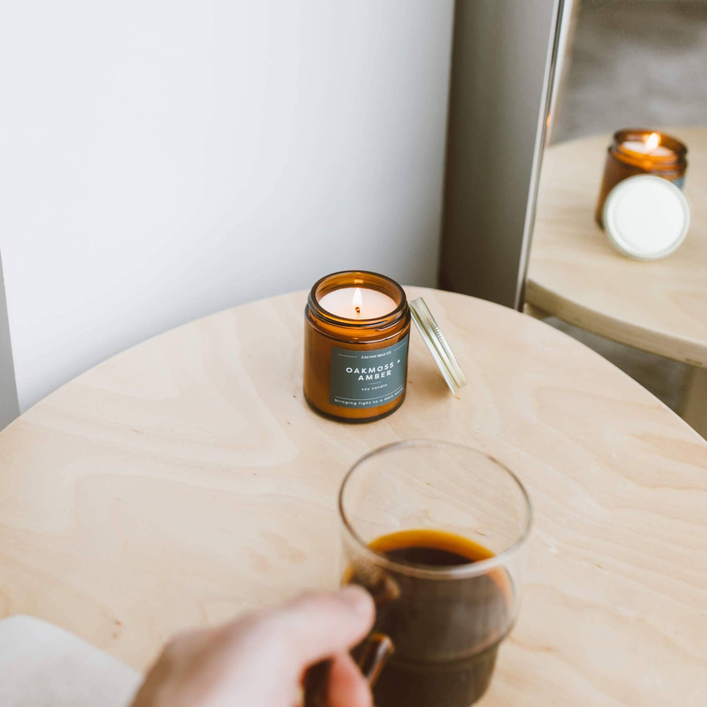 Oakmoss + Amber - Mini Amber Jar Soy Candle