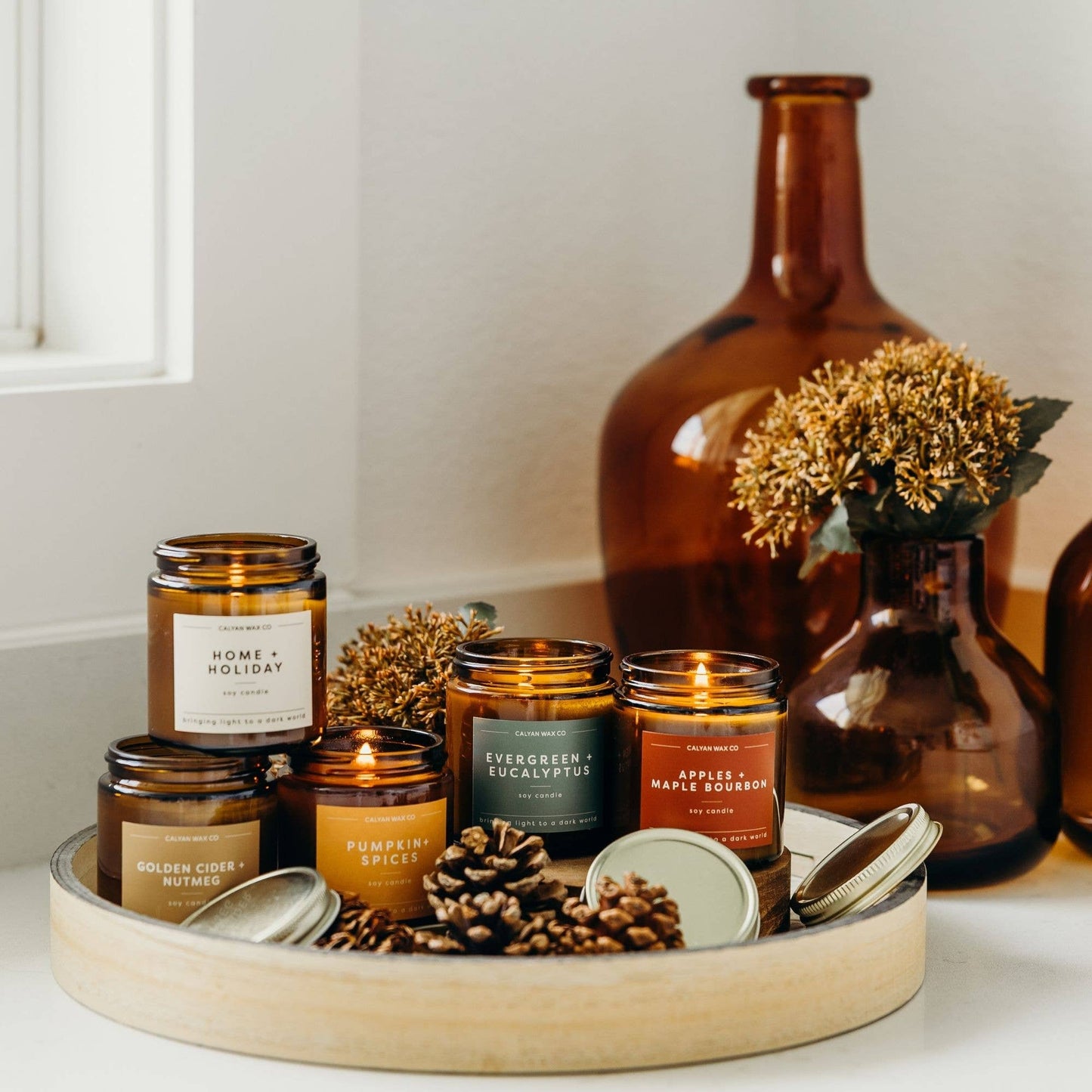 Apples + Maple Bourbon - Mini Amber Jar Soy Candle