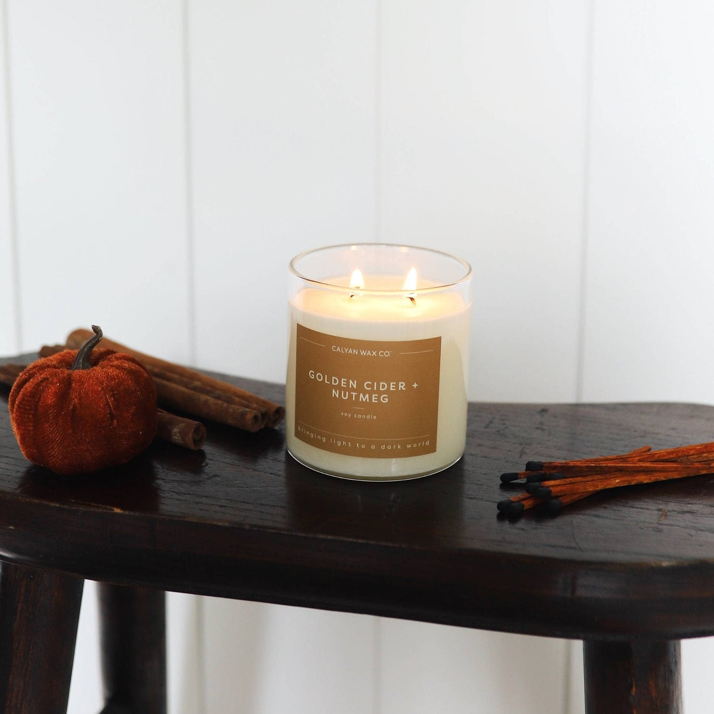 Golden Cider + Nutmeg - Clear Glass Tumbler Soy Candle