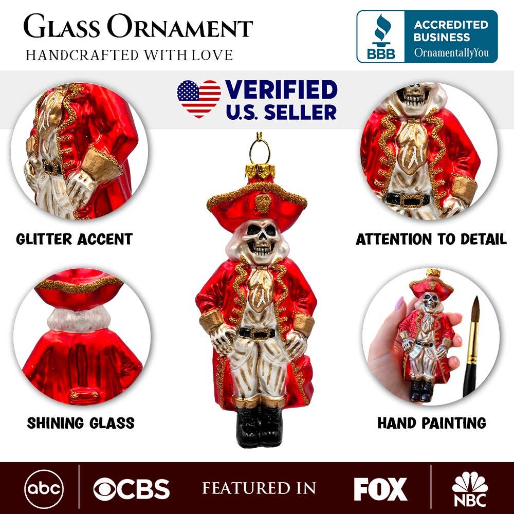Spooky Pirate of the High Seas Glass Ornament, Creepy Hallow