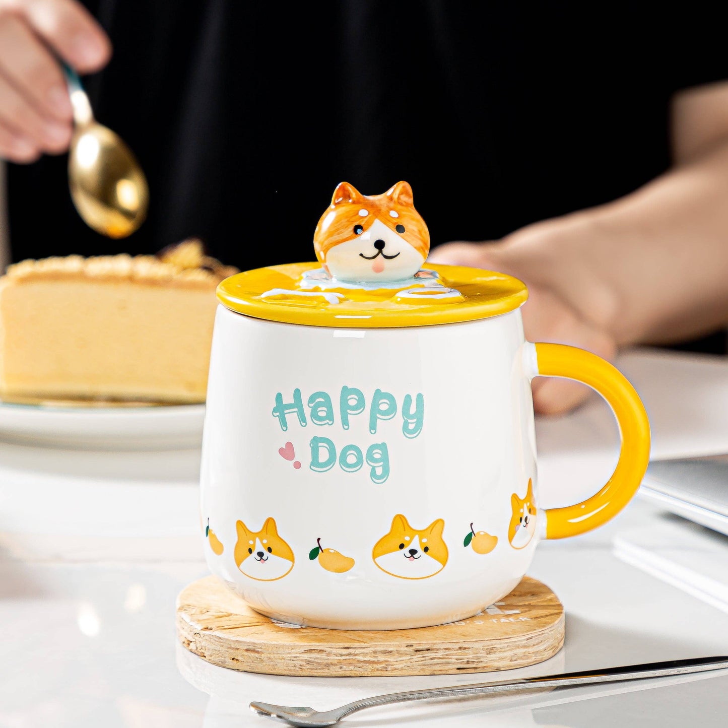 Happy Dog Shiba Inu 13oz Mug With Lid and Spoon (4/36)