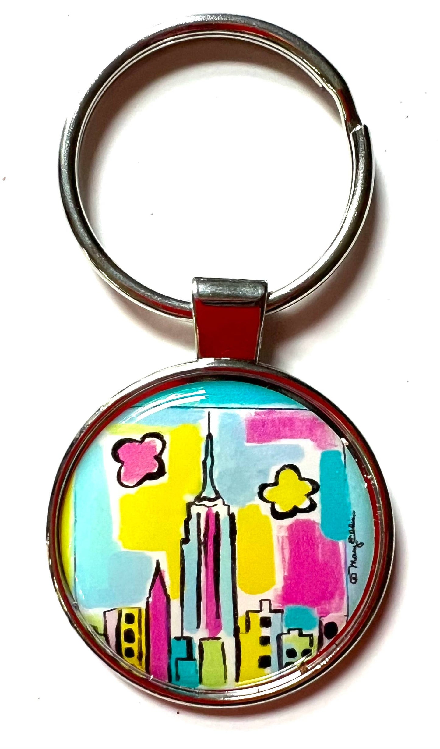 New York Keychain Abstract Empire State Building Skyline