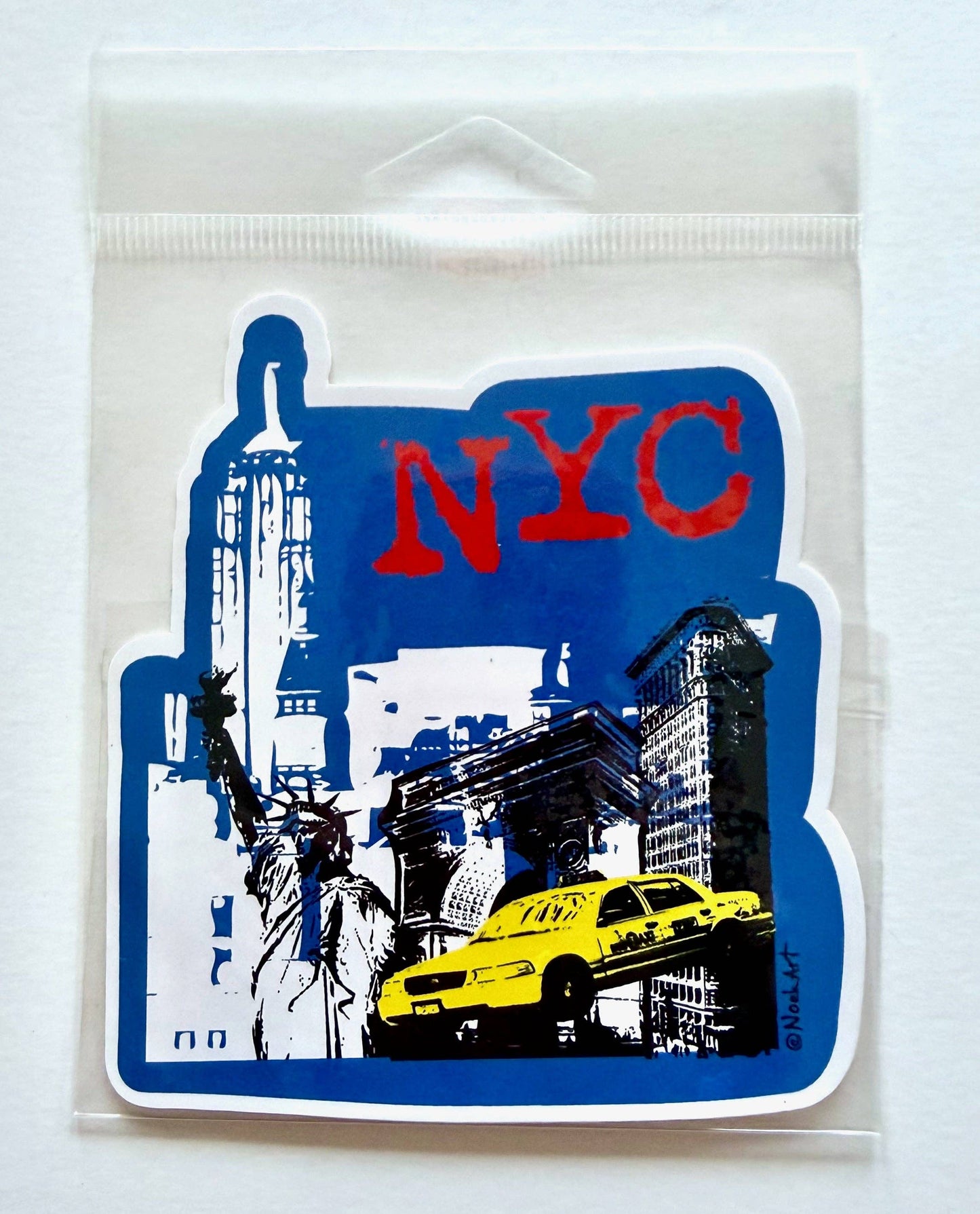 New York Flying Taxi Collage Sticker | New York Souvenir