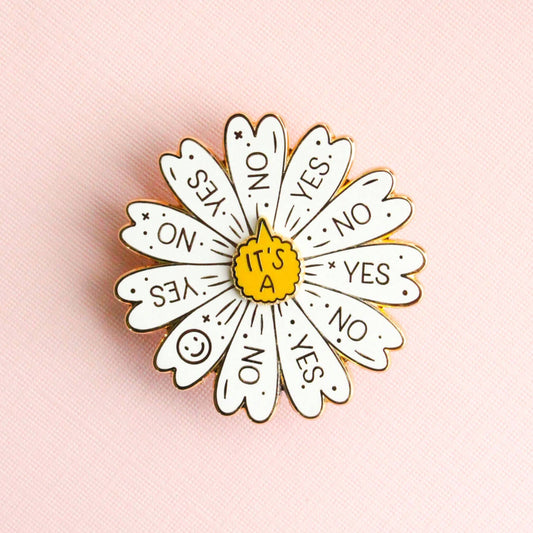 Occasionalish - Spinning Daisy Enamel Pin, Interactive Pin, Spinning Pin