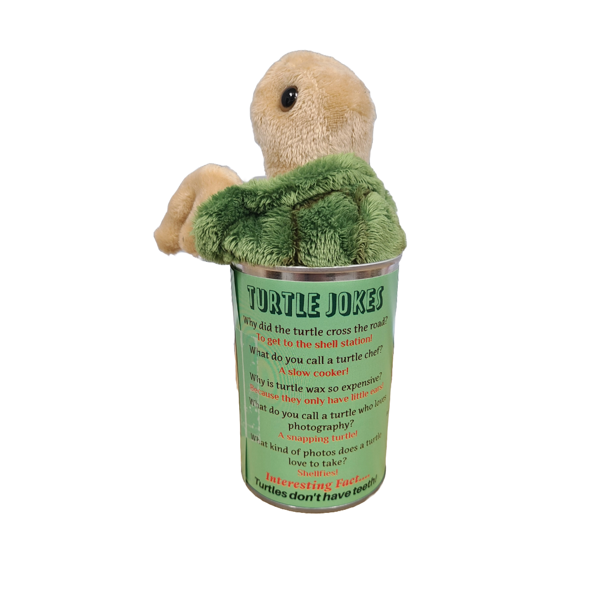 Canned Sea Turtle Stuffed Animal Plush w/Jokes | Unique Gift