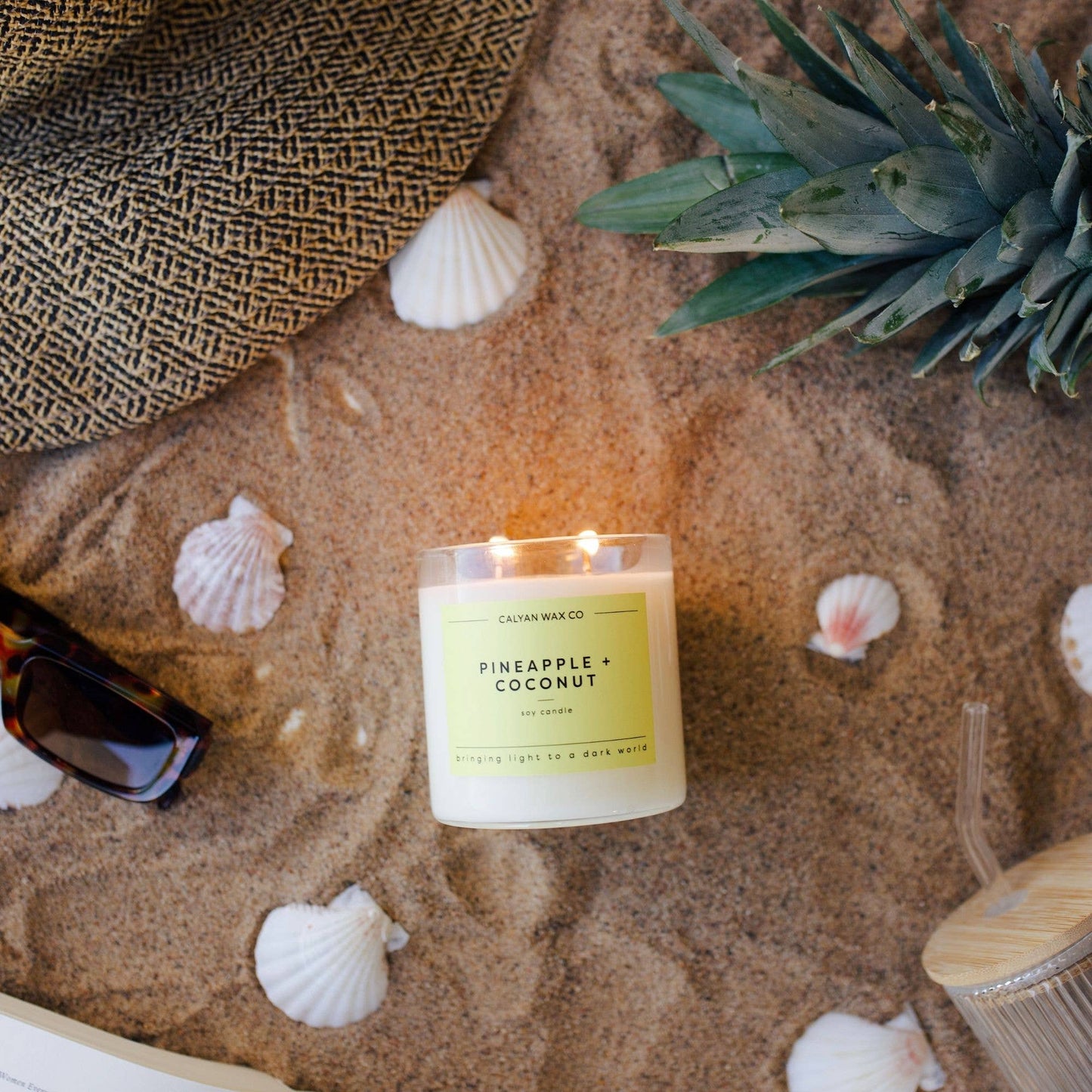 Calyan Wax Co. - Pineapple + Coconut - Clear Glass Tumbler Soy Candle