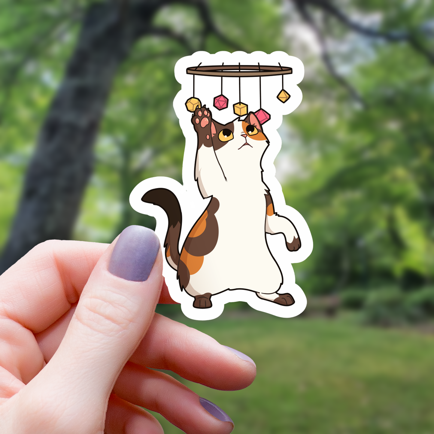 Cat Playing With Dice Sticker - 3"