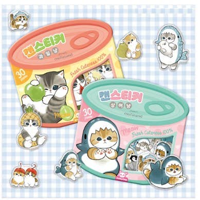 Mofusand Can Jelly 30 Stickers Set  – Shark Cat & Fruit Cat