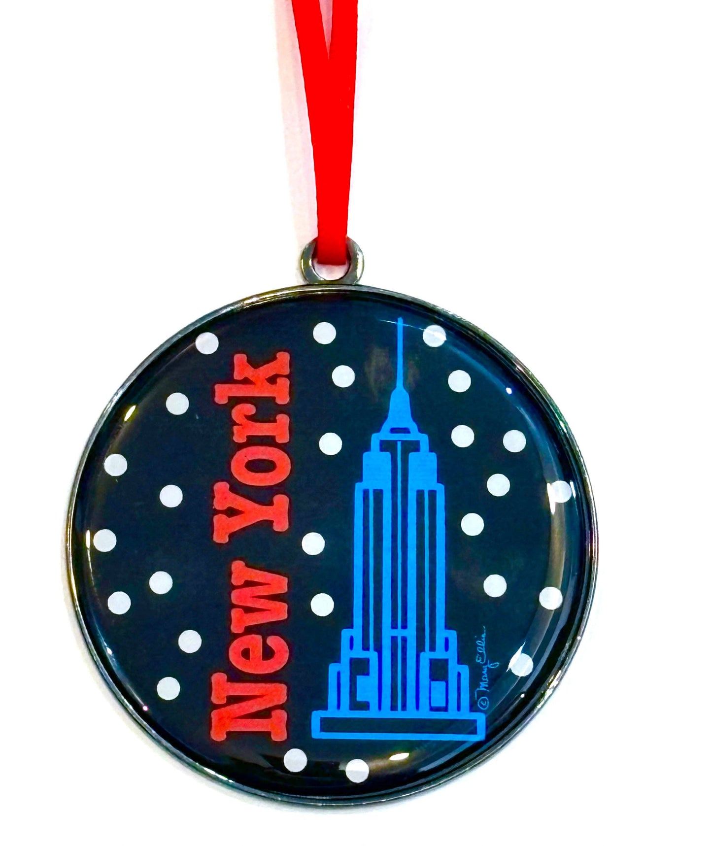 New York Christmas Holiday Dome Ornament Empire Black