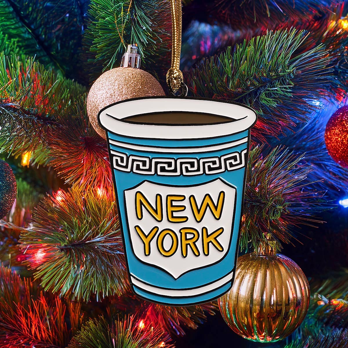 New York Coffee Cup NYC Enamel Holiday Ornament