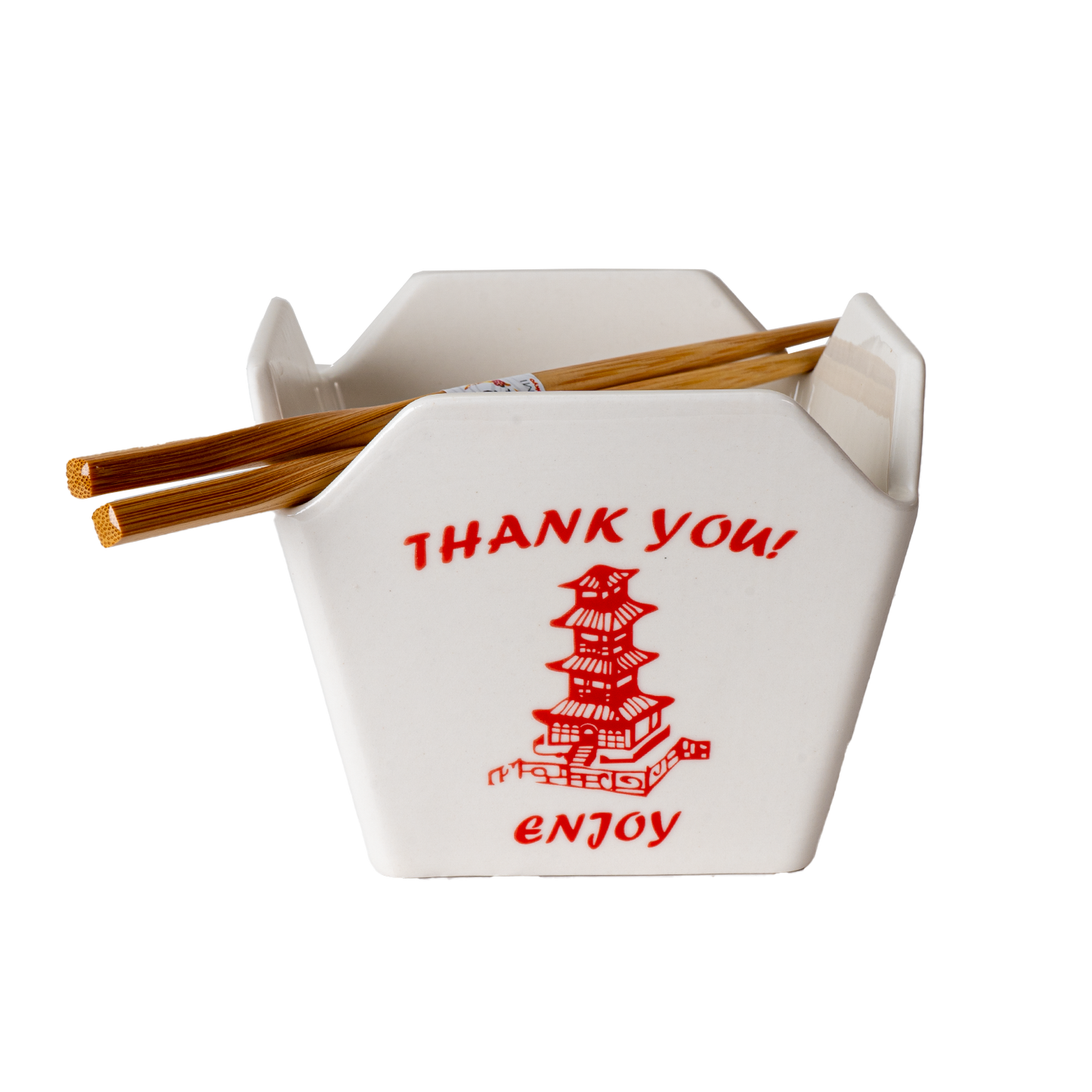 16oz 5"W x 4"H Takeout Box Serving Bowl With Chopsticks Pagoda (1/24)