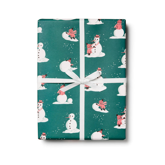 Building Snowman holiday wrapping paper