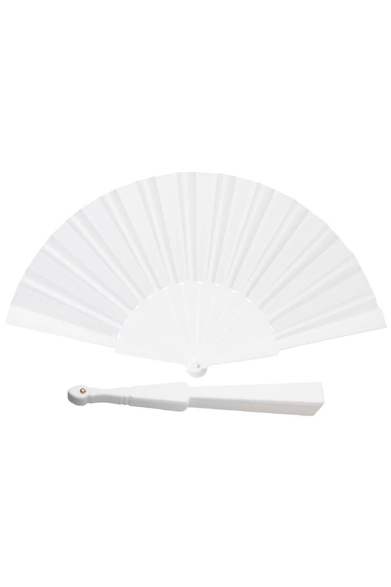 Cap Zone - White on White Hand-Held Folding Fan