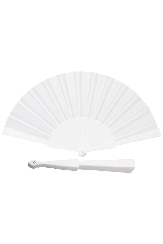 Cap Zone - White on White Hand-Held Folding Fan