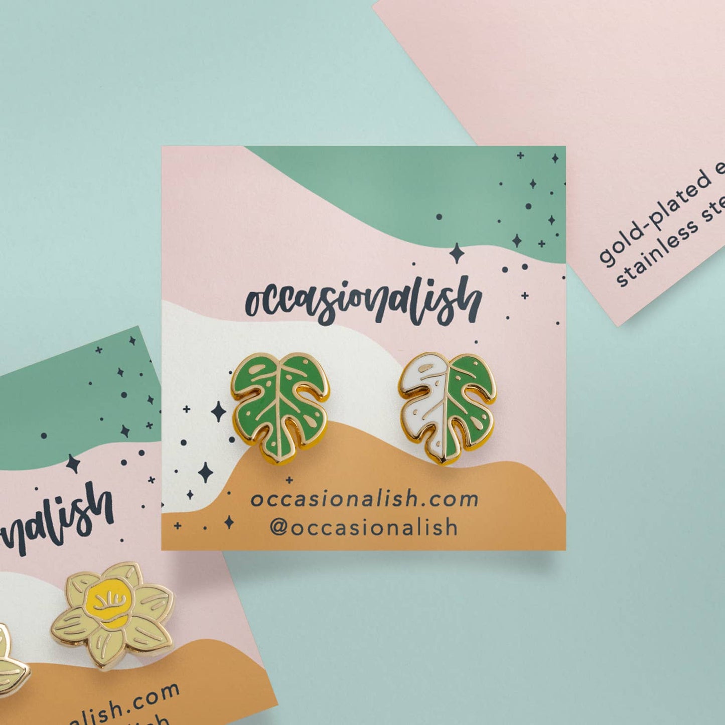 Monstera Albo Earrings