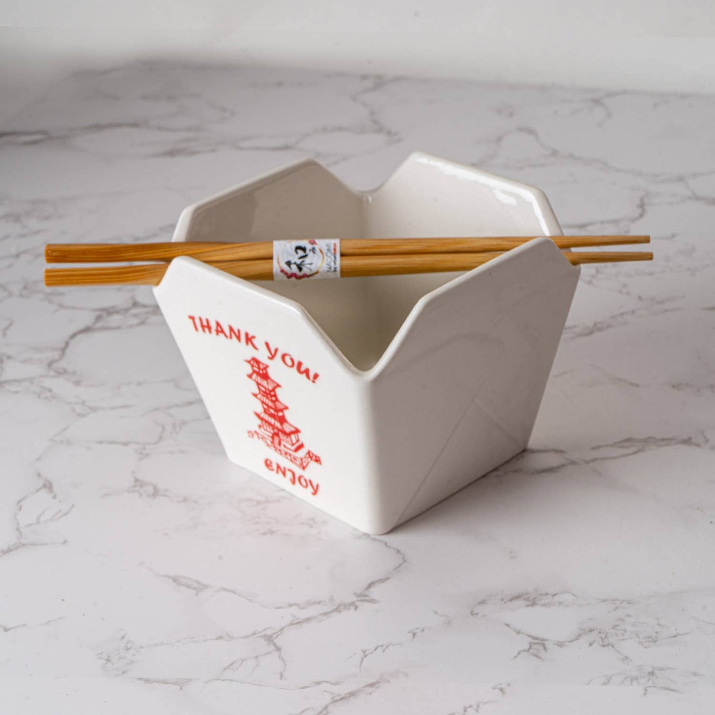 16oz 5"W x 4"H Takeout Box Serving Bowl With Chopsticks Pagoda (1/24)