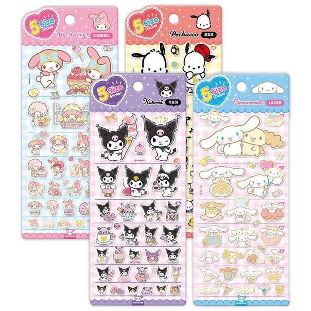 Sanrio Characters 5 Sizes Jelly Coating Stickers