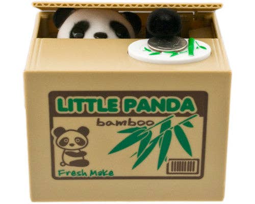 Panda Hiding In Box Coin Bank